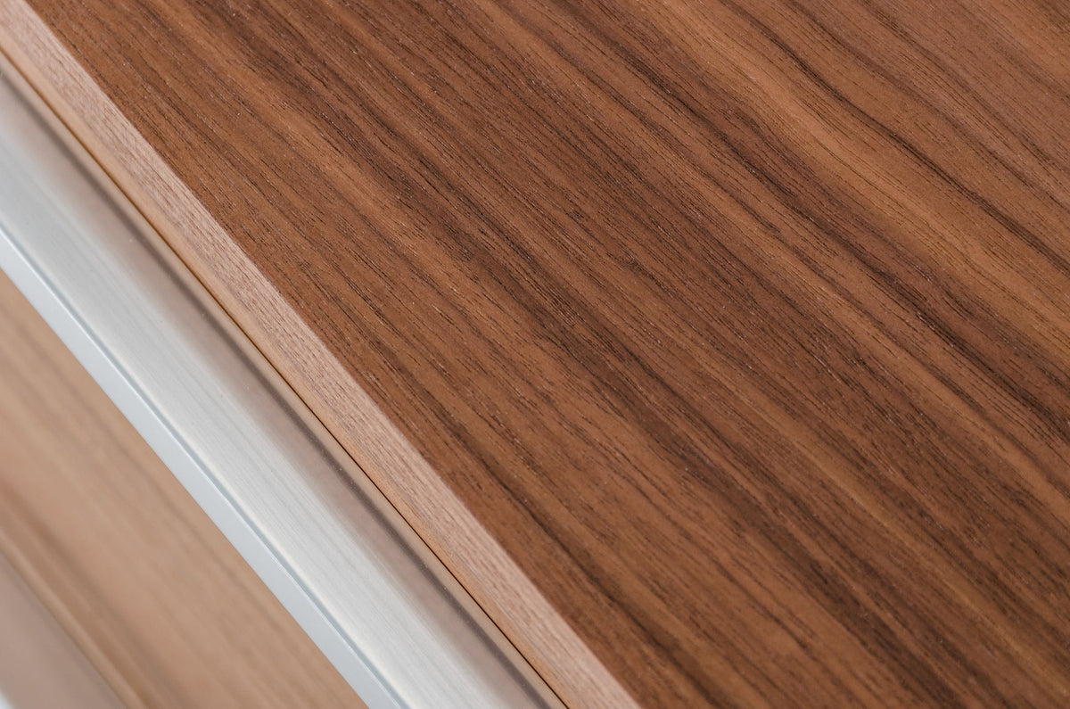 Heloise Contemporary Walnut & Stainless Steel Dresser