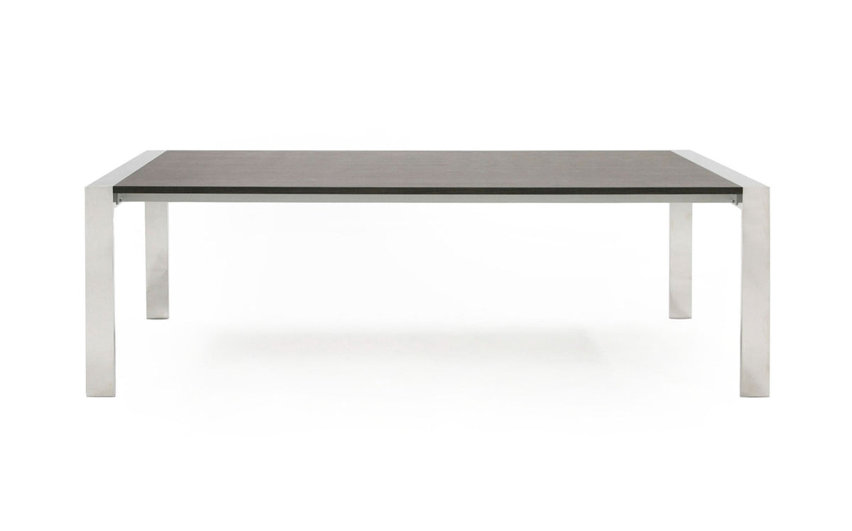 Fauna Modern Elm Grey & Stainless Steel Chrome Dining Table