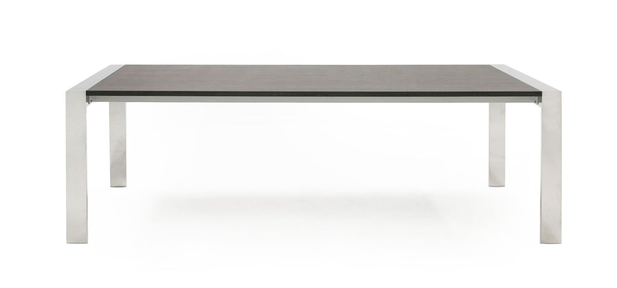 Fauna Modern Elm Grey & Stainless Steel Chrome Dining Table