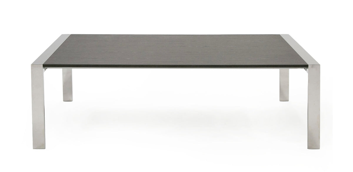 Fauna Modern Elm Grey & Stainless Steel Chrome Dining Table