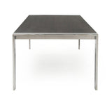 Fauna Modern Elm Grey & Stainless Steel Chrome Dining Table