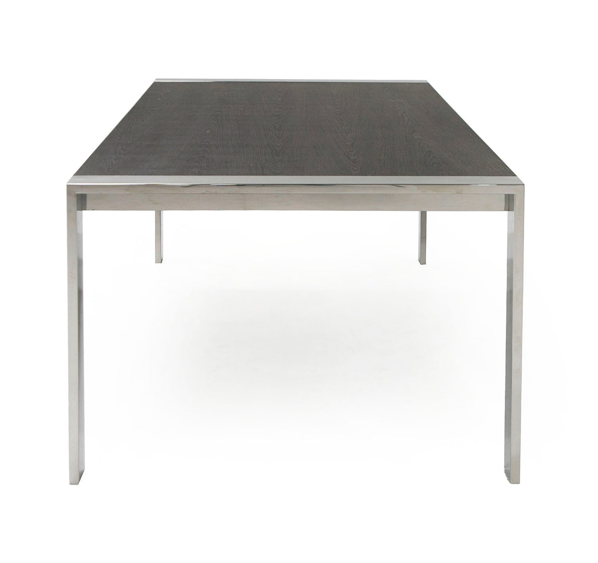 Fauna Modern Elm Grey & Stainless Steel Chrome Dining Table