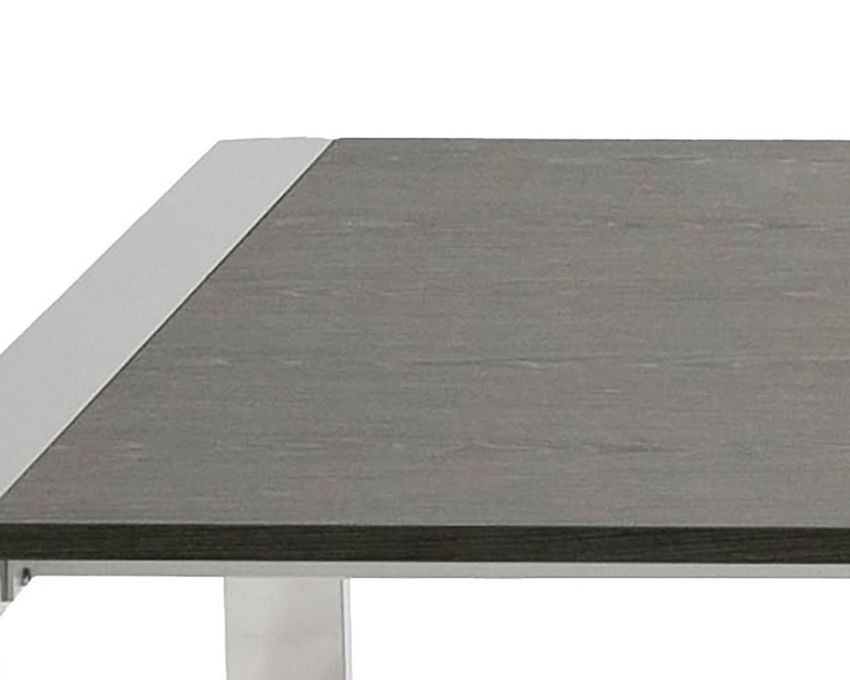 Fauna Modern Elm Grey & Stainless Steel Chrome Dining Table
