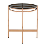 Bradford Modern Smoked Glass & Rosegold Small End Table