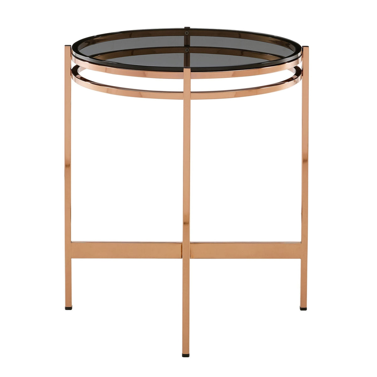 Bradford Modern Smoked Glass & Rosegold Small End Table