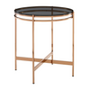 Bradford Modern Smoked Glass & Rosegold Small End Table