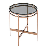 Bradford Modern Smoked Glass & Rosegold Small End Table
