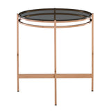 Bradford Modern Smoked Glass & Rosegold End Table