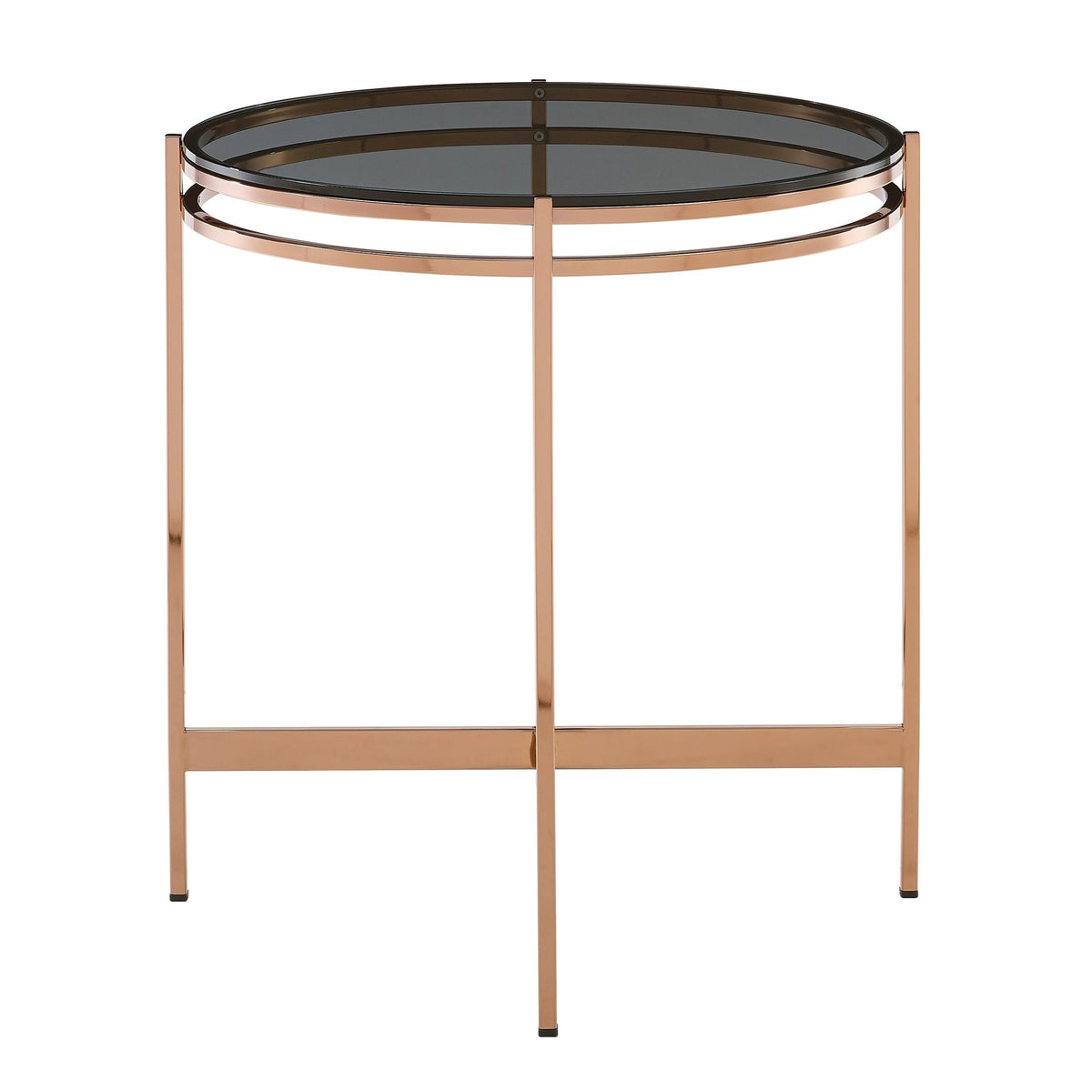 Bradford Modern Smoked Glass & Rosegold End Table