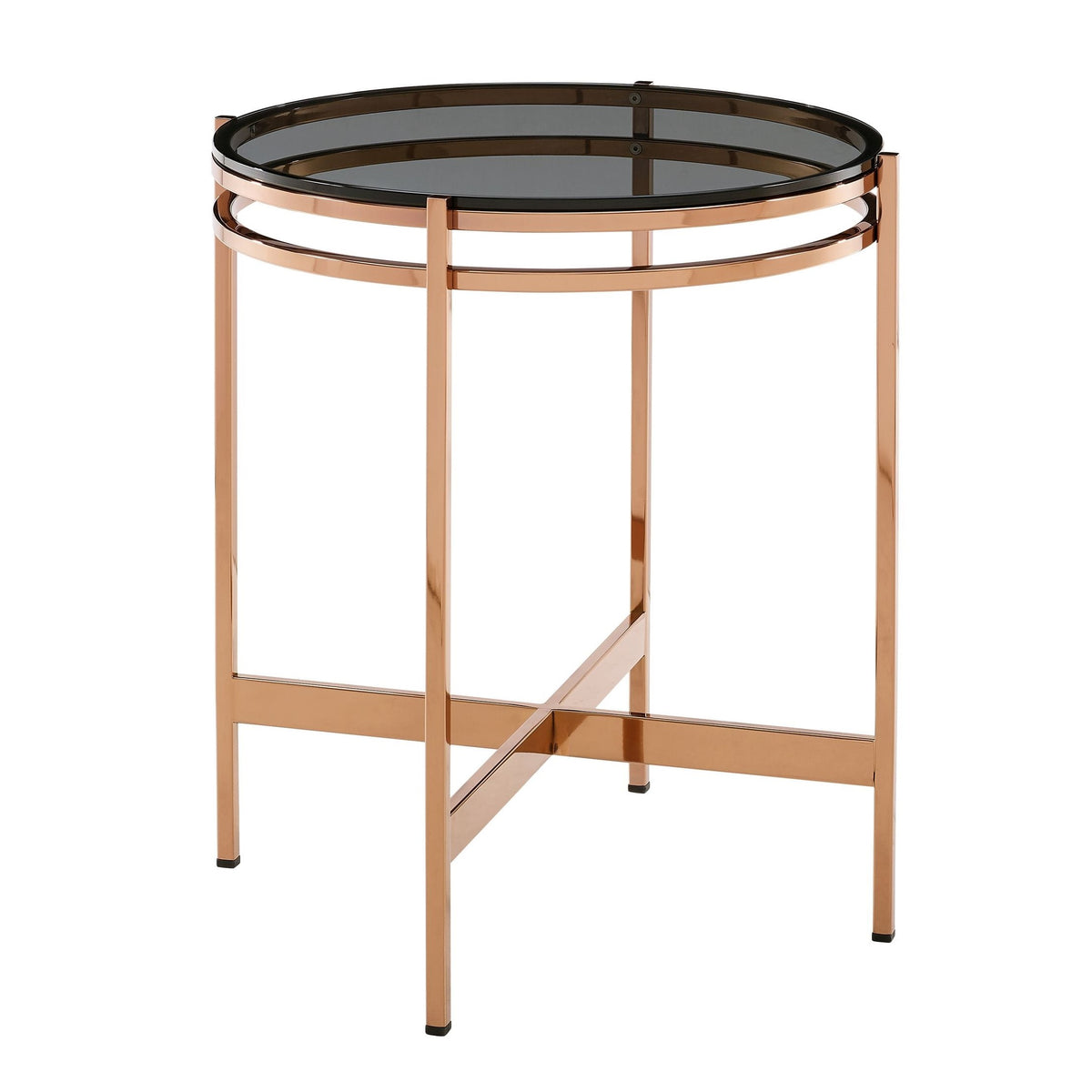 Bradford Modern Smoked Glass & Rosegold End Table