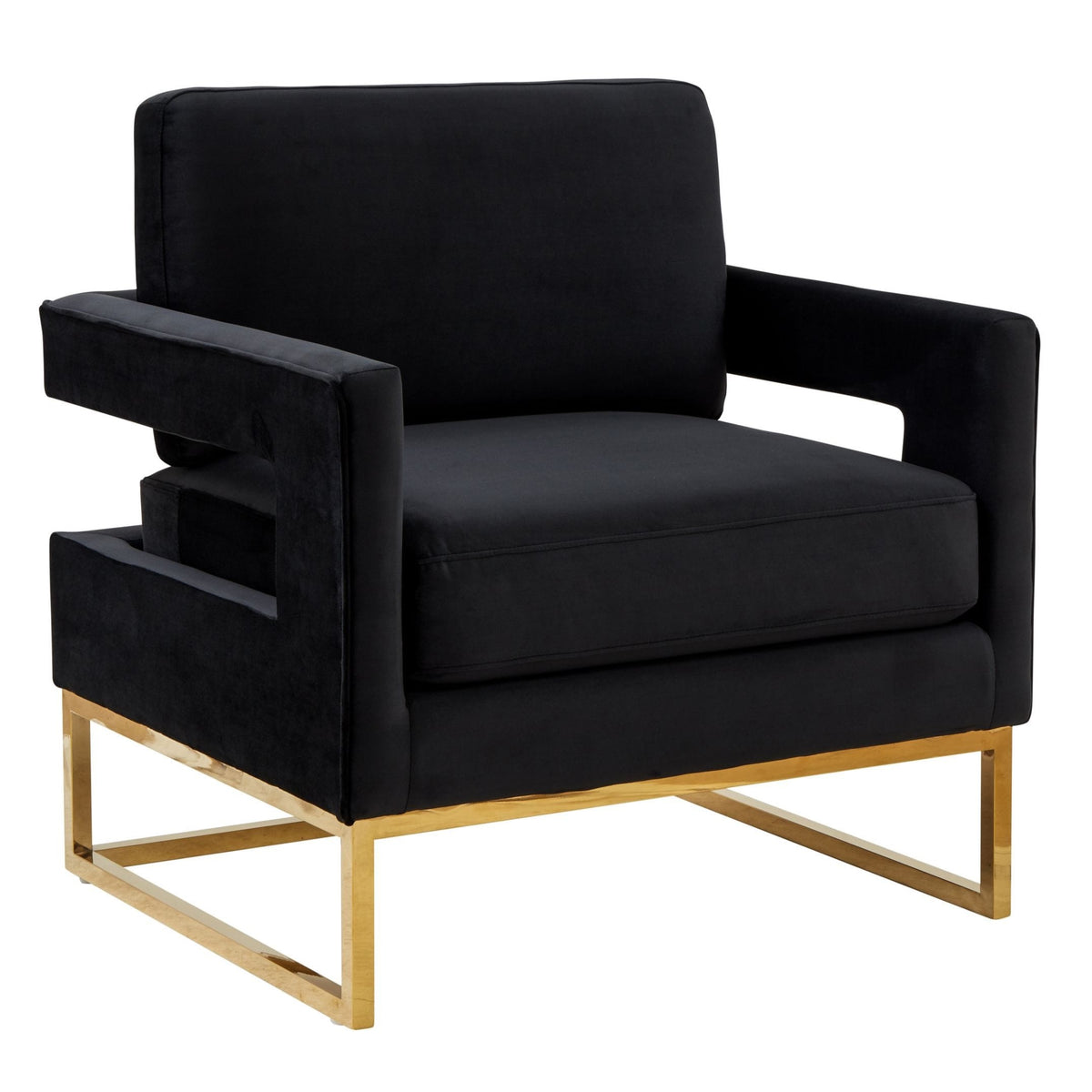 Edna Modern Black Velvet & Gold Accent Chair