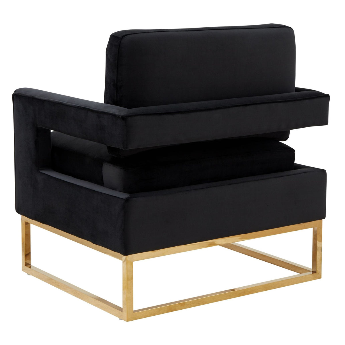 Edna Modern Black Velvet & Gold Accent Chair