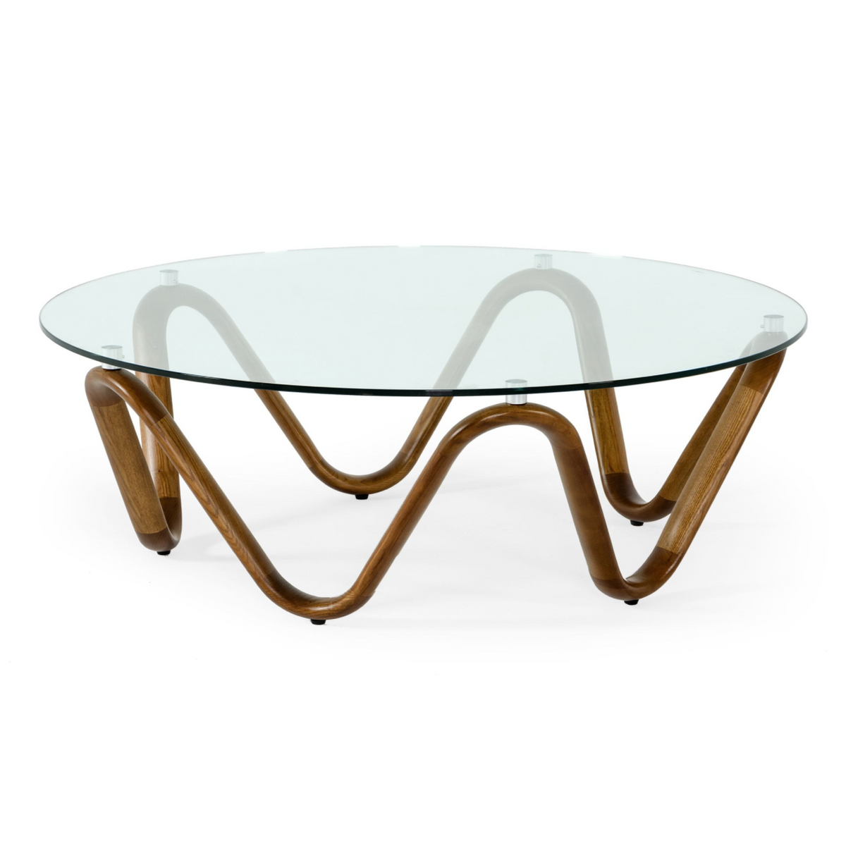Lassen Modern Glass & Walnut Coffee Table