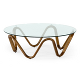 Lassen Modern Glass & Walnut Coffee Table