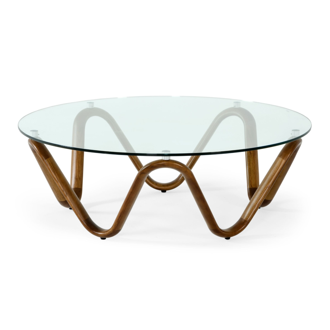 Lassen Modern Glass & Walnut Coffee Table