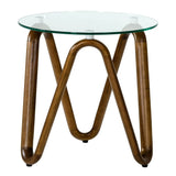 Lassen Modern Glass & Walnut End Table