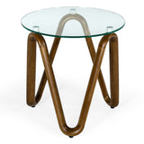 Lassen Modern Glass & Walnut End Table