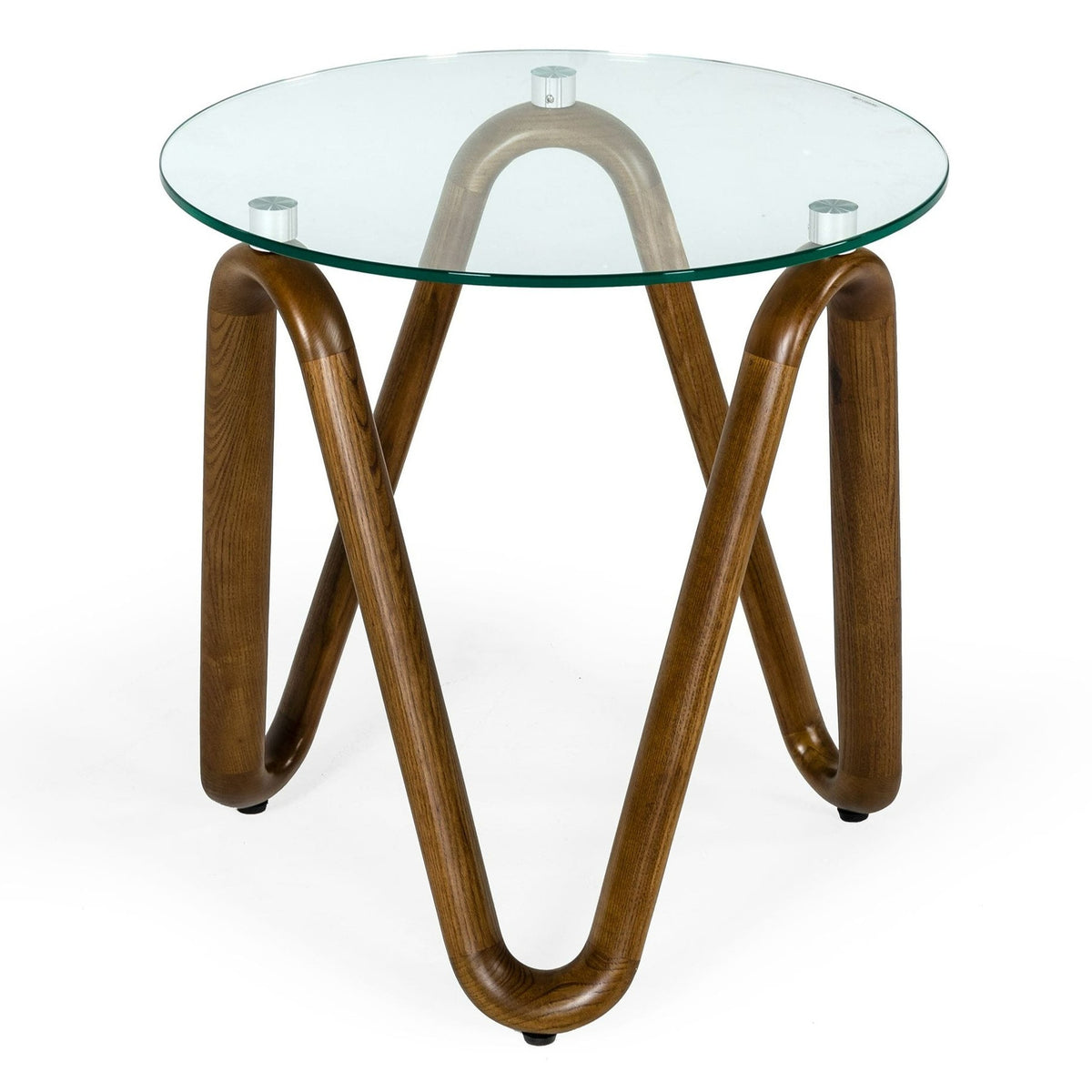 Lassen Modern Glass & Walnut End Table