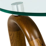 Lassen Modern Glass & Walnut End Table