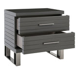 Splendor Grey High Gloss Slatted Nightstand