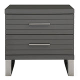 Splendor Grey High Gloss Slatted Nightstand