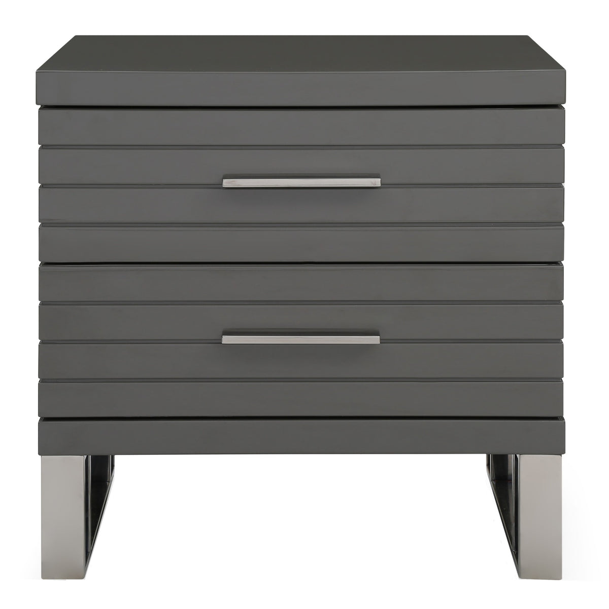 Splendor Grey High Gloss Slatted Nightstand