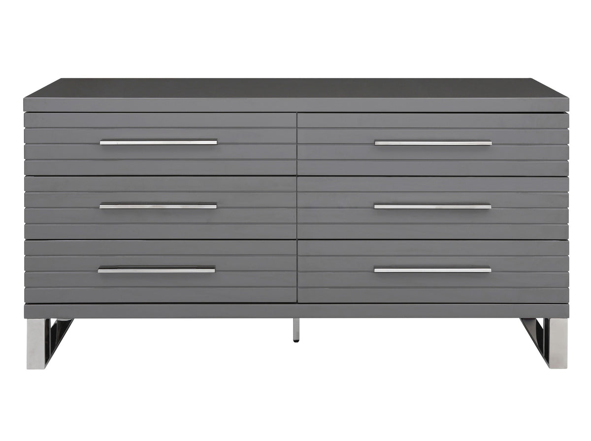 Splendor Grey High Gloss Slatted Dresser