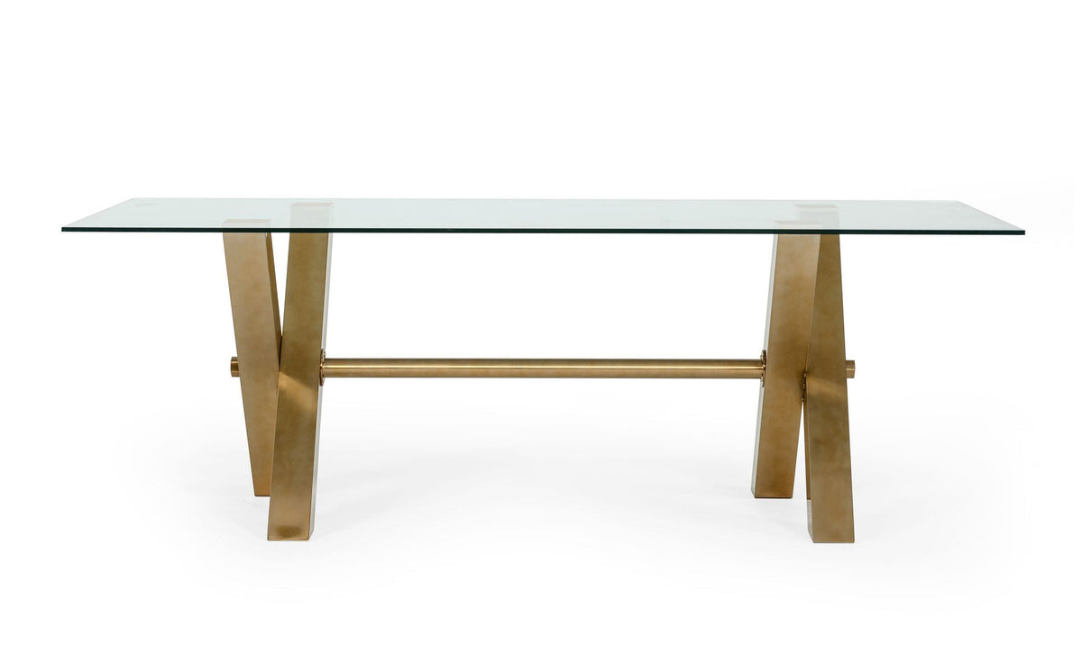Dandy Modern Golden & Glass Dining Table