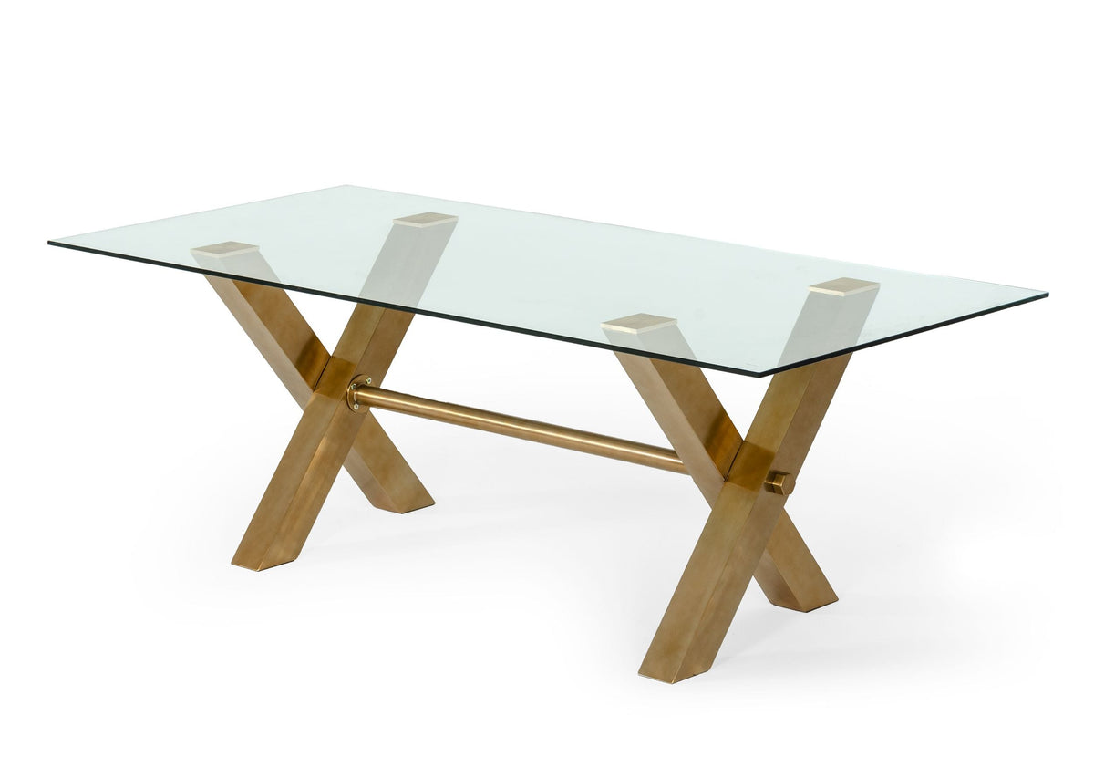 Dandy Modern Golden & Glass Dining Table