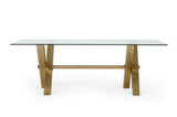 Dandy Modern Golden & 15mm Glass Dining Table