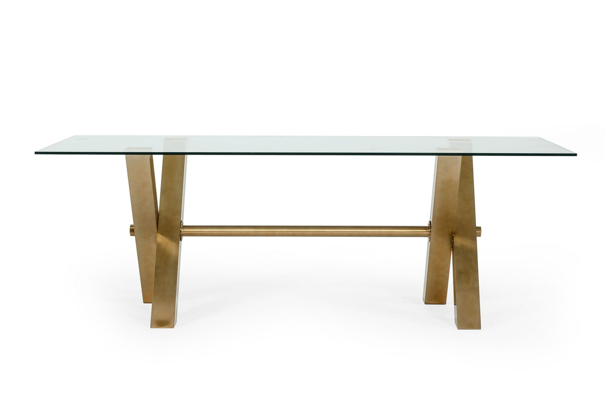 Dandy Modern Golden & 15mm Glass Dining Table