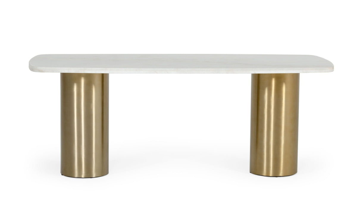 Rocky Glam White Marble & Brush Gold Dining Table