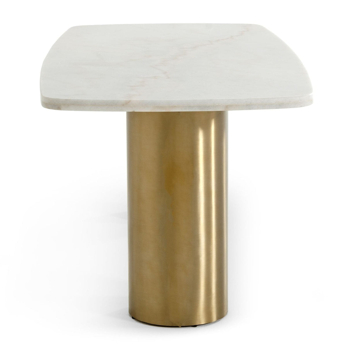 Rocky Glam White Marble & Brush Gold Dining Table