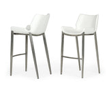 Dave Modern White Leatherette Bar Stool (Set of 2)