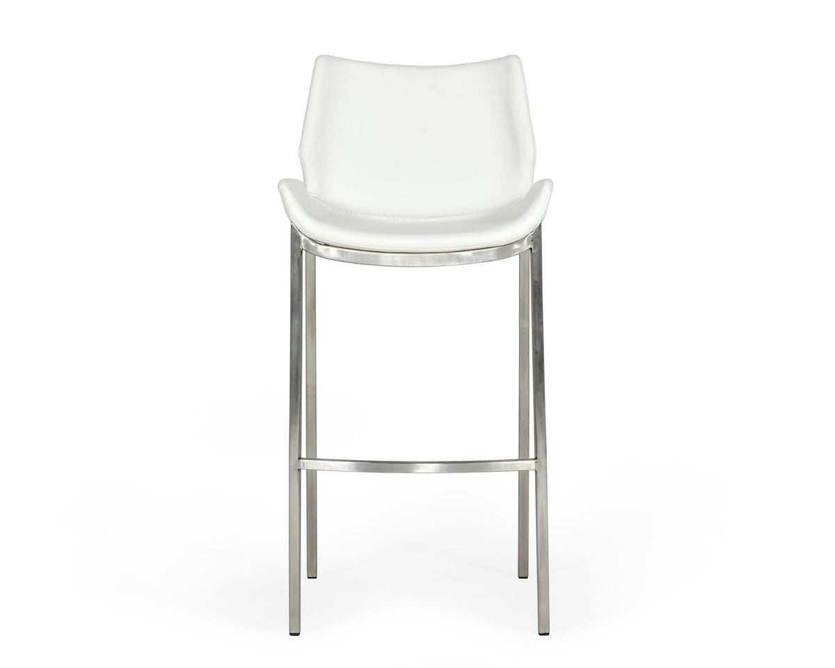 Dave Modern White Leatherette Bar Stool (Set of 2)