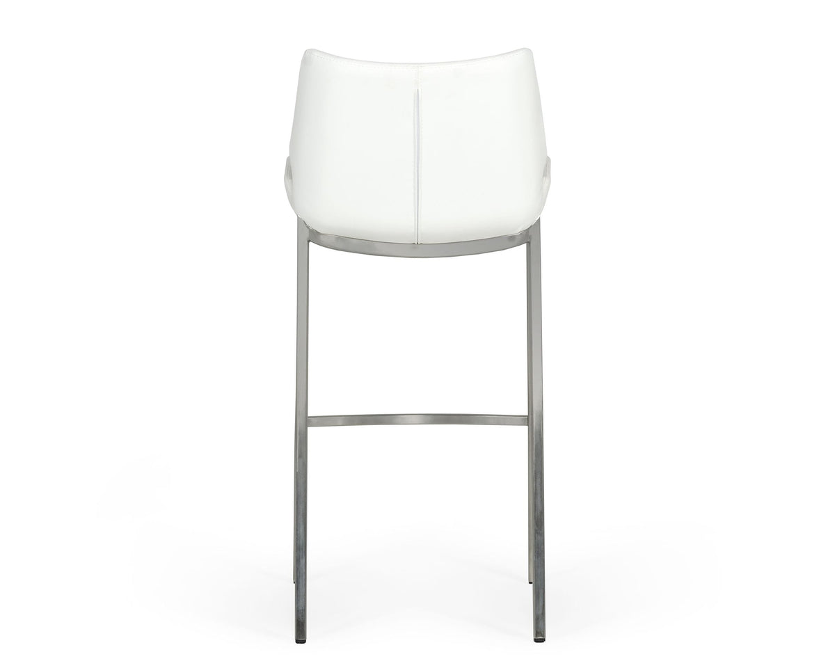 Dave Modern White Leatherette Bar Stool (Set of 2)