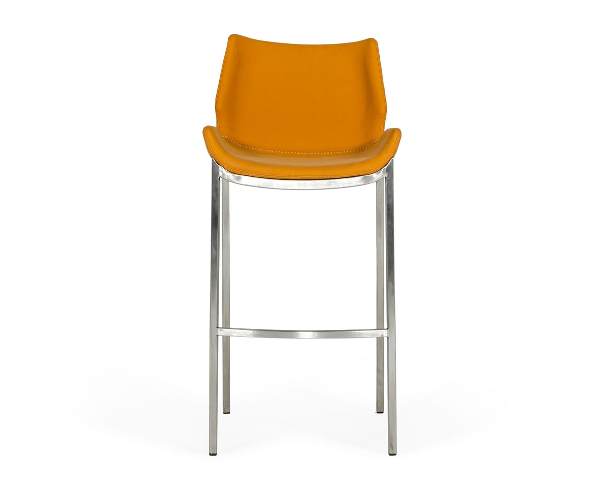 Dave Modern Orange Leatherette Bar Stool (Set of 2)