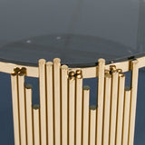 Bryce Modern Smoked Glass & Rosegold Round Coffee Table