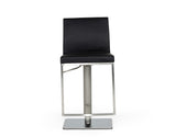 Folsum Modern Black & Brushed Stainless Steel Adjustable Bar Stool