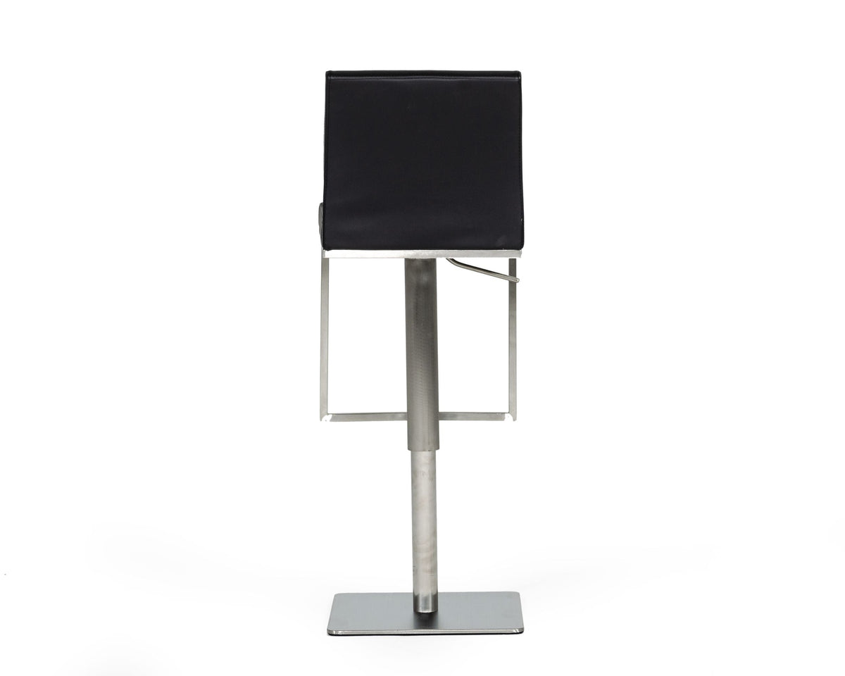 Folsum Modern Black & Brushed Stainless Steel Adjustable Bar Stool