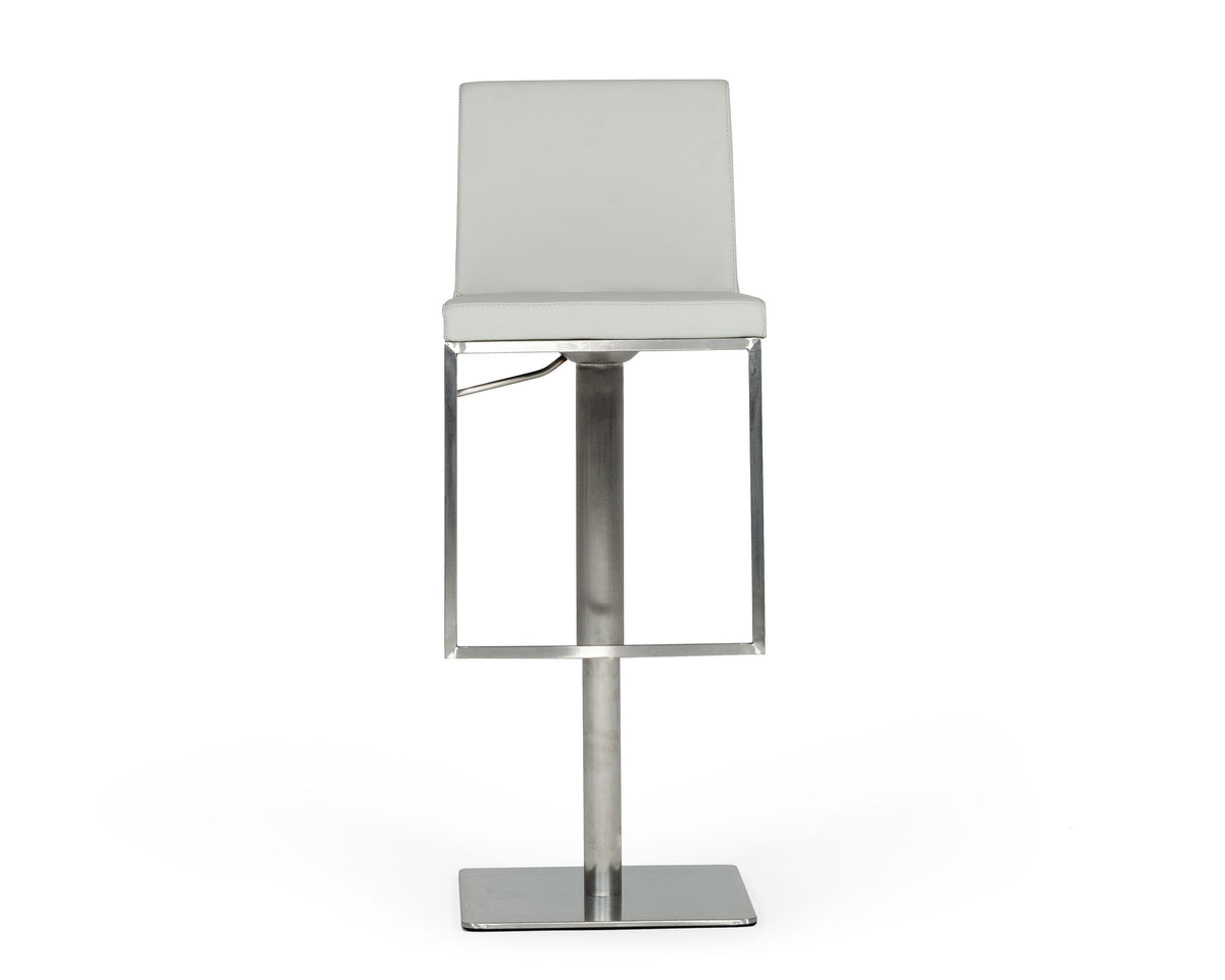 Folsum Modern Light Grey & Brushed Stainless Steel Adjustable Bar Stool