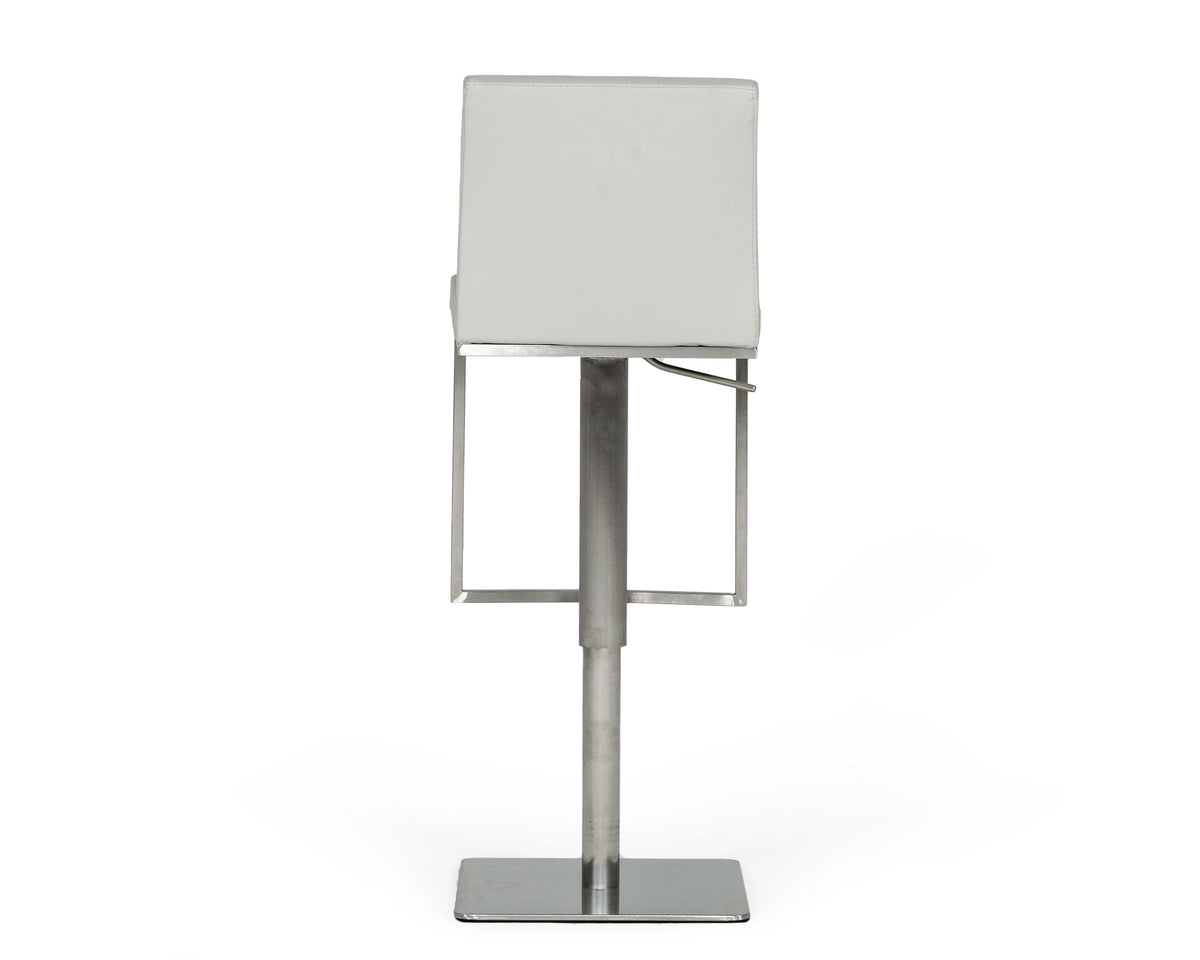 Folsum Modern Light Grey & Brushed Stainless Steel Adjustable Bar Stool