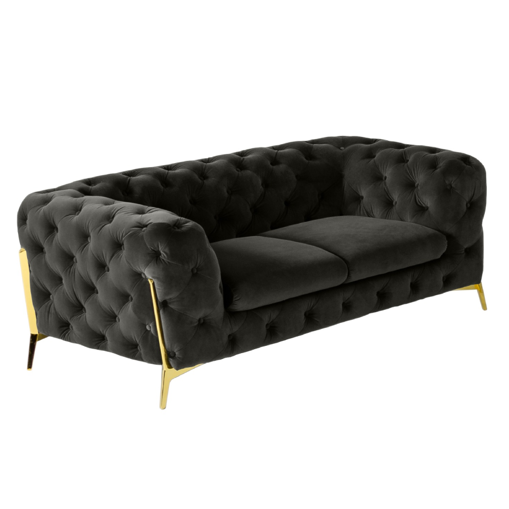 Sheila Modern Dark Grey Fabric Loveseat