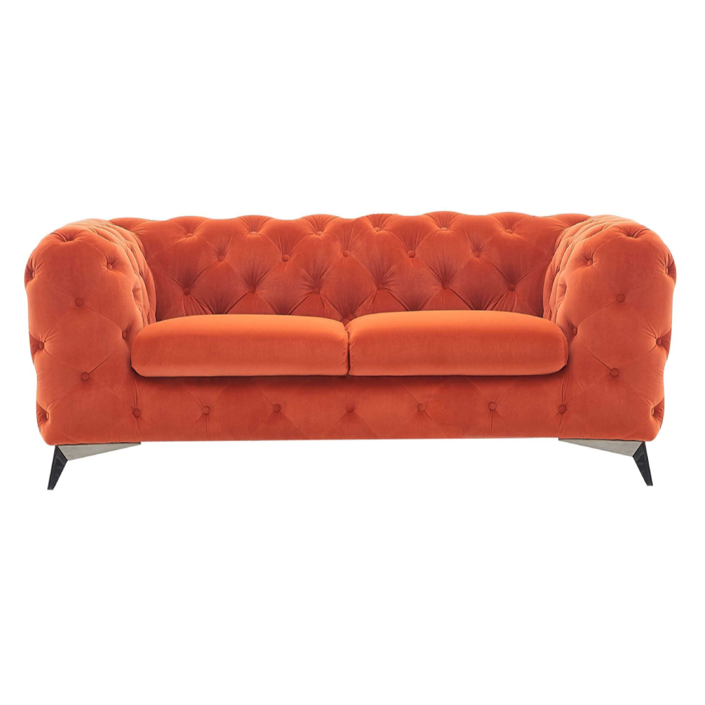 Delilah Modern Orange Fabric Loveseat