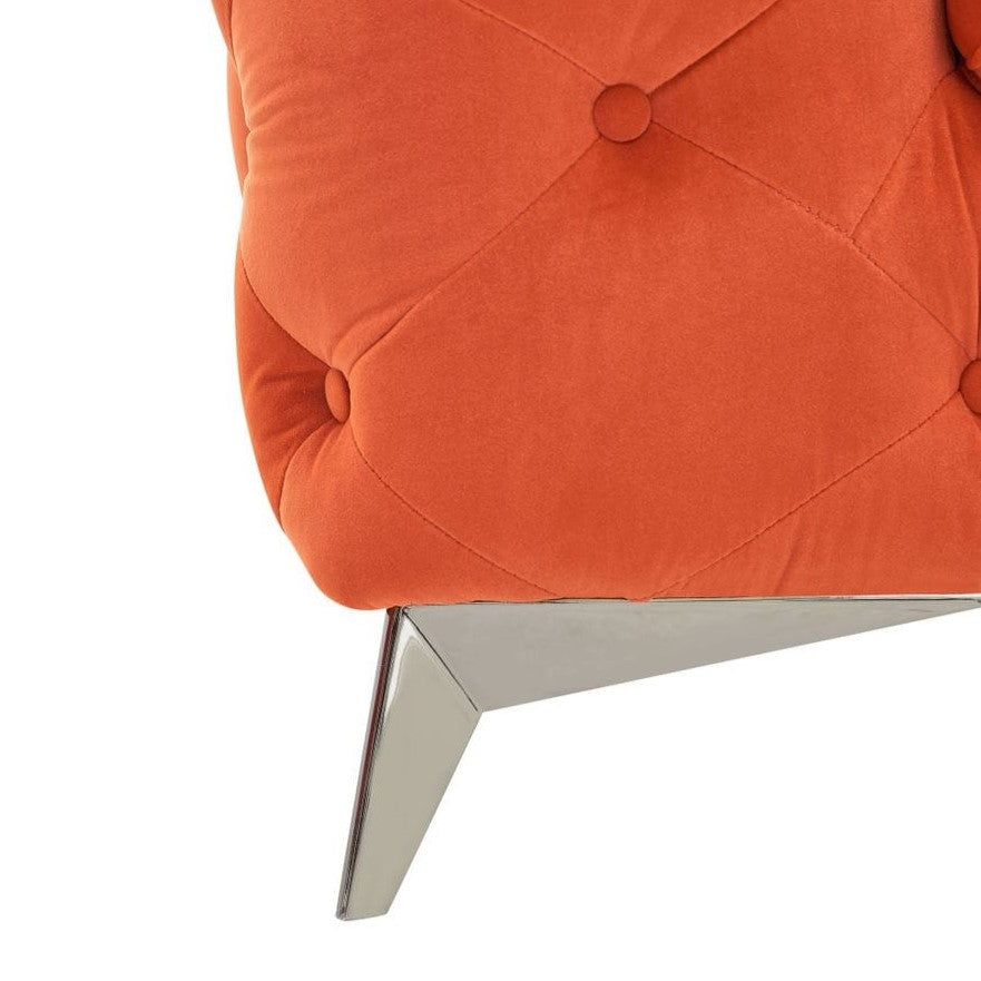 Delilah Modern Orange Fabric Loveseat