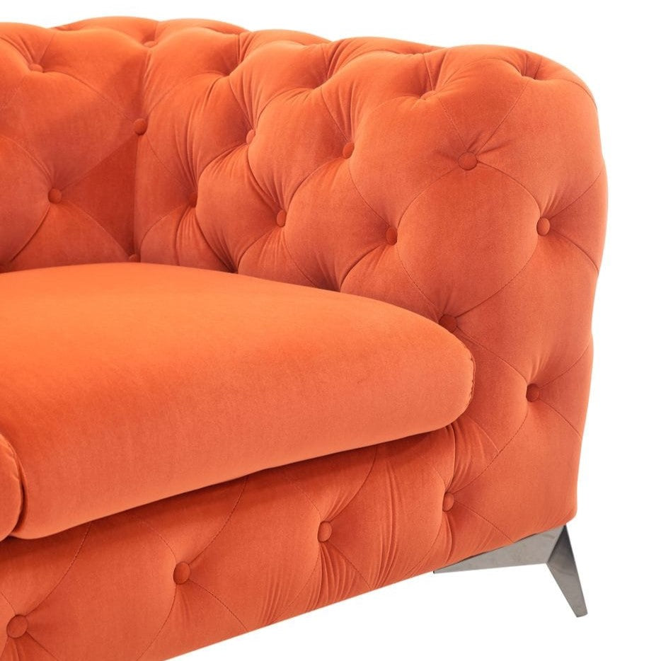 Delilah Modern Orange Fabric Loveseat