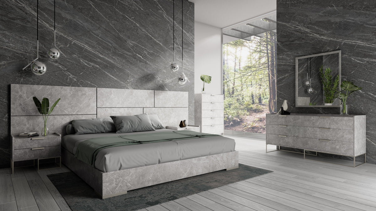 Marbella Italian Modern Grey Bed Set