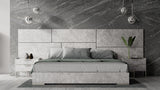 Marbella Italian Modern Grey Faux Marble 4-Piece Bedroom Set
