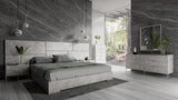 Queen Marbella Italian Modern Grey Faux Marble 4-Piece Bedroom Set
