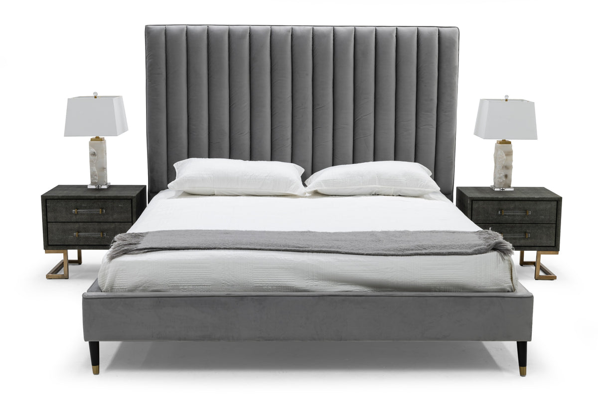 Hemlock Modern Grey Velvet Bed
